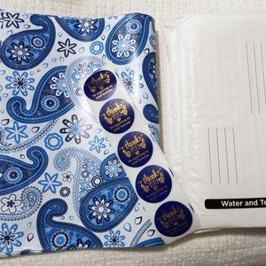 Blue Paisley Poly Mailer | Thank you Stickers | Bubble Mailer